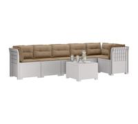 vidaXL 6-Zits Tuin Sofa met Kussens Rattan Look PP Wit