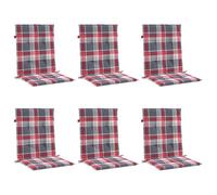 vidaXL 6x Cuscini per Sedie da Giardino Eleganti Morbidi Resistenti Arredi per Esterni Tessili Rossi a Quadri 100x50x3 cm in Tessuto Oxford