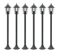 vidaXL Lampioni da Giardino 6pz E27 110 cm Alluminio Verde Scuro