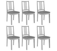vidaXL 6X Legno Massello di Hevea Sedie da Pranzo con Cuscini in Poliestere Semplici Eleganti Sala Cucina Ristorante Seggiole Grigio