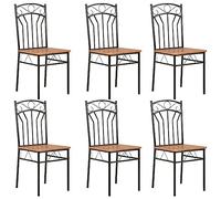 vidaXL 6x Sedie per Sala da Pranzo Robuste Stile Vintage Industriale Eleganti Lisce Arredi Seggiole Sala Cucina Telaio in Acciaio Marroni in MDF