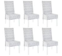 vidaXL 6X Sedie Sala da Pranzo in Rattan Kubu e Legno di Mango Marrone Chiaro