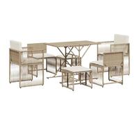 vidaXL Set da Pranzo da Giardino 7 pz con Cuscini Beige in Polyrattan, Set da Pranzo, Set per Esterni, Set mobili da Esterno, Set da Giardino