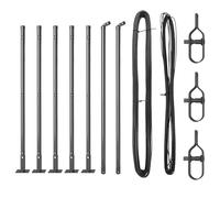 vidaXL 7 pali per recinzioni grigie Ø 32 mm 50 cm calcestruzzo durevole e resistente alle intemperie, accessori per recinzione per esterni, in acciaio zincato, giardino, stile industriale, carico