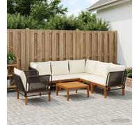 vidaXL 7 pz Legno massiccio di acacia e corda Naturale