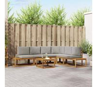 vidaXL 7 pz Set di divani da esterno Grigio Naturale e Chiaro