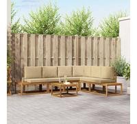 vidaXL 7 pz Set di divani da esterno Naturale e Beige