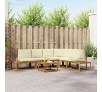 vidaXL 7 pz Set di divani da esterno Naturale e Crema