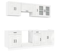 vidaXL Set Mobili da Cucina 8 pz Kalmar Bianchi Lucido in Truciolato, Set di armadi, ripiano di stoccaggio, Armadio, Armadio da Cucina, armadietto