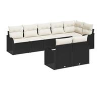vidaXL Set di divani da giardino 8 pezzi con cuscini in rattan nero poly, divano da giardino a 2 posti con cuscini in rattan nero