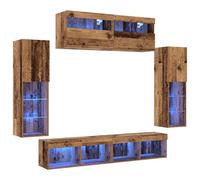vidaXL 8 unità TV da parete con LED in legno anticato