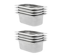 vidaXL 8x Contenitori Gastronorm Impilabili Universali Rettangolari Atossico Teglie Cucina GN 1/4 100 mm in Acciaio Inox Argento