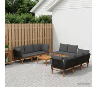 vidaXL 9 pz Legno massiccio di acacia e corda Naturale