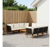 vidaXL 9 pz Legno massiccio di acacia e corda Naturale