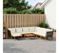 vidaXL 9 pz Legno massiccio di acacia e corda Naturale