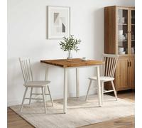 vidaXL 90 x 90 x 75 cm Legno di Acacia Massello Naturale e Bianco