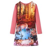 vidaXL Abito da Bambina a Maniche Lunghe Rosa Antico 140