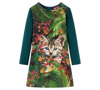 vidaXL Abito da Bambina a Maniche Lunghe Verde Scuro 104