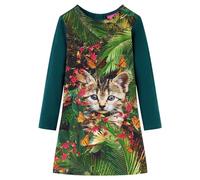 vidaXL Abito da Bambina a Maniche Lunghe Verde Scuro 128