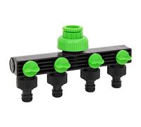 vidaXL Adattatore Rubinetto a 4 Vie Verde e Nero 19,5x6x11 cm ABS e PP