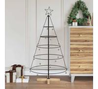 vidaXL Albero a Cono di Natale con supporto Nero 126 cm Acciaio