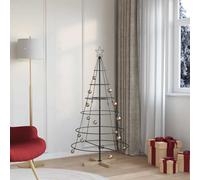vidaXL Albero a Cono di Natale con supporto Nero 150 cm Acciaio