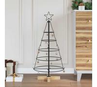 vidaXL Albero a Cono di Natale con supporto Nero 90 cm Acciaio