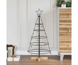 vidaXL Albero a Cono di Natale con supporto Nero 90 cm Acciaio