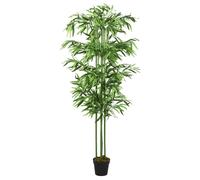 vidaXL Albero Bambù Artificiale 384 Foglie 120 cm Verde