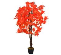 vidaXL Albero di Acero Artificiale con Vaso Realistico Pianta Finta per Interni Decorazione Floreale Rosso 120 cm in Plastica e Poliestere