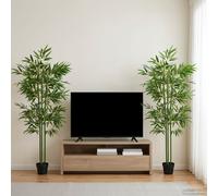 vidaXL Albero di Bambù 2 pcs Verde 45 x 18 x 175 cm Tessuto e Bambù