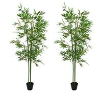 vidaXL Albero di Bambù 2 pcs Verde 60 x 18 x 190 cm Tessuto e Bambù