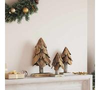 vidaXL Albero di Natale 3 pcs Marrone Legno massello di teak