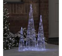 vidaXL Albero di Natale 3 pz Bianco freddo 20 x 20 x 80 cm Acrilico