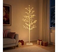 vidaXL Albero di Natale a betulla Bianco 150 cm Acciaio 360 LED