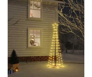 vidaXL Albero di Natale a Cono Bianco Caldo 108 LED 70x180 cm