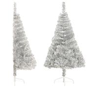 vidaXL Albero di Natale a metà con Supporto Argento 150 cm Pet