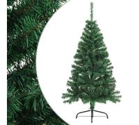 vidaXL Albero di Natale a metà con Supporto Ornamenti Abete Sintetico Decorazione Natalizia Addobbi Feste Festoni Pianta Artificiale Verde 150 cm PVC