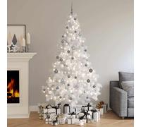vidaXL Albero di Natale a Metà Preilluminato con Palline Bianco 210 cm