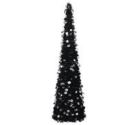 vidaXL Albero di Natale Apribile Decorazione Natalizia Addobbi Feste Abete Pino Sintetico Festoni Ornamenti Pianta Artificiale Nero 180 cm Pet