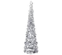 vidaXL Albero di Natale Apribile Decorazione Natalizia Addobbi Feste Abete Pino Sintetico Festoni Ornamenti Pianta Artificiale Argento 150 cm Pet