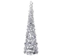 vidaXL Albero di Natale Apribile Decorazione Natalizia Addobbi Feste Abete Pino Sintetico Festoni Ornamenti Pianta Artificiale Argento 180 cm Pet