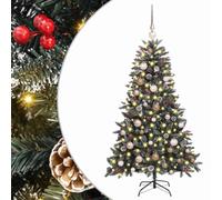 vidaXL Albero di Natale Artificiale 150cm con LED e Palline Rosa, Oro e Verde. Perfetto per Decorare Sia Dentro Che Fuori. Alimentato da USB, ha Rami a Cerniera e Strisce LED Calde Bianche.