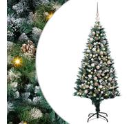 vidaXL Albero di Natale Artificiale 180cm con 120 Palline Rosa Oro e luci LED Bianche, 8 modalità di Illuminazione, Alimentato da USB, con Base in Metallo. Facile da Montare