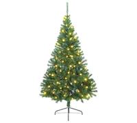 vidaXL Albero di Natale artificiale 210cm con luci LED USB verdi in PVC, perfetto per decorazioni natalizie sia dentro che fuori