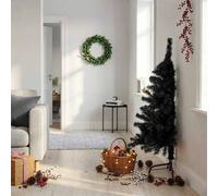 vidaXL Albero di Natale Artificiale a Metà con Base Nero 120 cm PVC