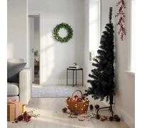 vidaXL Albero di Natale Artificiale a Metà con Base Nero 150 cm PVC