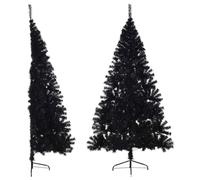 vidaXL Albero di Natale Artificiale a metà con Base Nero 180 cm PVC