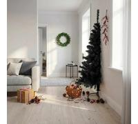 vidaXL Albero di Natale Artificiale a metà con Base Nero 180 cm PVC