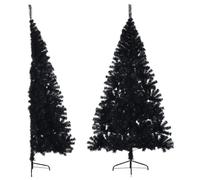 vidaXL Albero di Natale Artificiale a metà con Base Nero 180 cm PVC